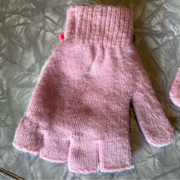 Hello Kitty Knit Gloves, fingerless flip-top pink and white gloves - Picture 9 of 11